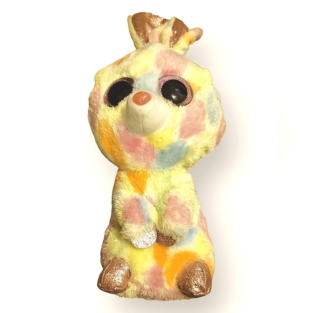 TY Beanie Bloomy Plush Pastel Multicolor Bunny Rabbit Glitter 12.5”